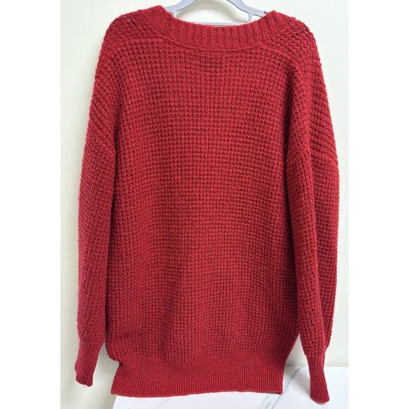 Scotch & Soda Red Wool Mohair Deep V-Neck Sweater Dress Women’s L - Picture 2 of 7